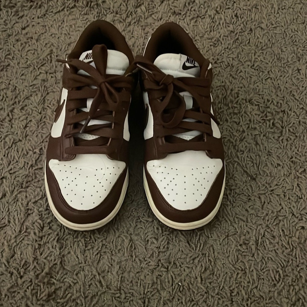 Brown and White Nike Dunk Sneakers